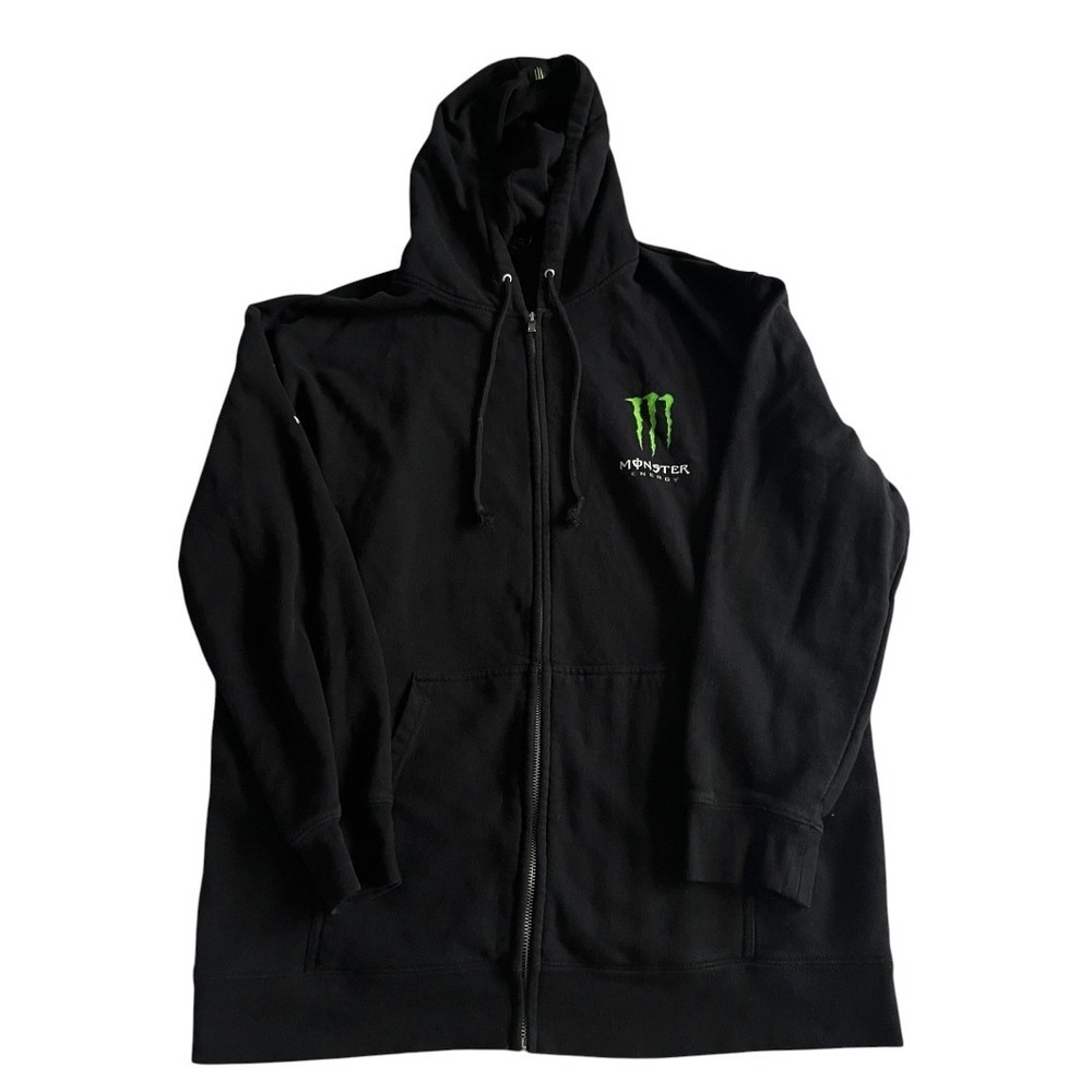 Monster Energy Official Hoodie Mens XL Black Unleash The Beast Graphic Full Zip